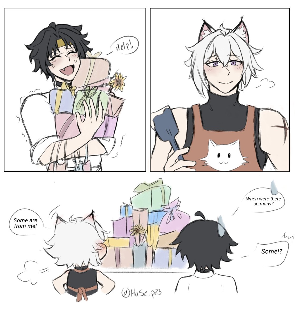 HaSe_p23's tweet image. Preparando la cena y al mismo tiempo duplicando los regalos 🐱🏹
#sethharu