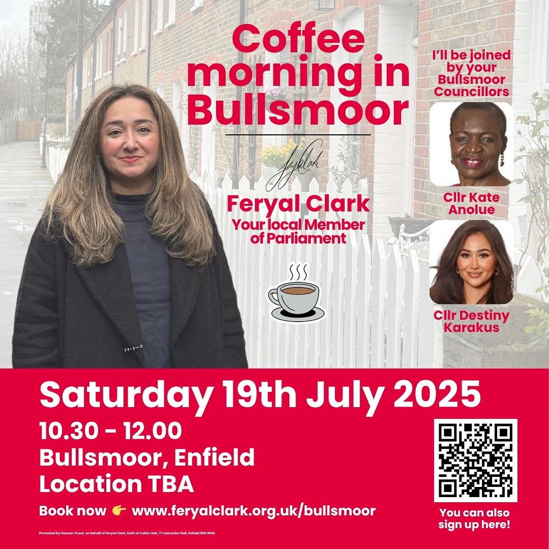 Such a fantastic turnout this morning thank you to everyone who came out to speak with us!

If you’re a resident in Enfield, please remember your councillors and local MP are always here to listen, support, and take action on the issues that matter to you. <a href="/FeryalClark/">Feryal Clark MP</a>