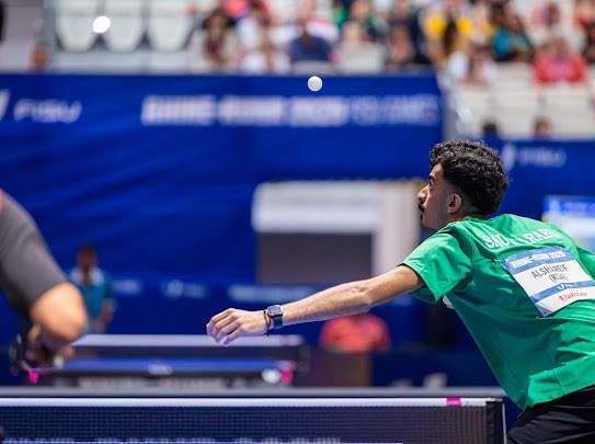 📸 | تنافس مستمر ومواجهات قوية، للوصول إلى مراحل متقدمة في منافسات كرة الطاولة بـ  #دورة_الألعاب_الجامعية في ألمانيا .