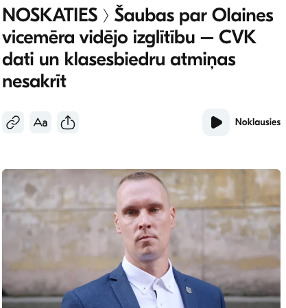 Vispirms par normu kļuva deputāti bez augstākās izglītības Saeimā. Tagad tas vairs neizbrīna. Arī pašvaldībās cilvēki vēl nesen bija prasīgāki. Nu esam nonākuši līdz šaubām par vidusskolas izglītību. Vēl pēc 20 gadiem būs ļoti labi, ja ir kaut nepabeigta pamatskola?