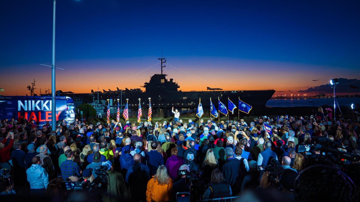 NikkiHaleyHQ's tweet image. 📸: Our new X cover photo taken from one of Haley’s most iconic campaign backdrops—the USS Yorktown