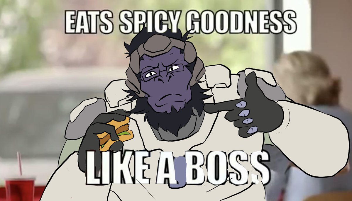 jirafffee's tweet image. A millennial highlight intro where Winston eats a spicy goodness like a boss