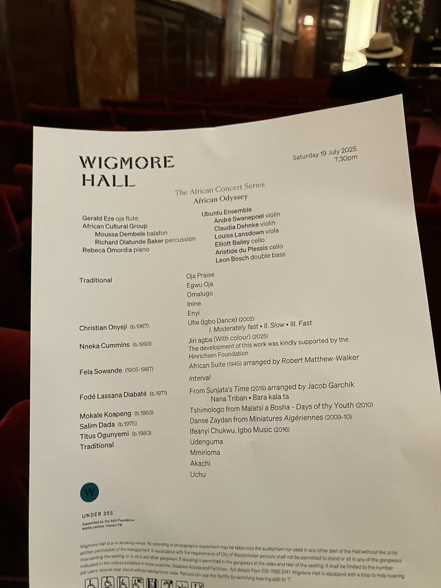 Adrian_Specs's tweet image. Cast of thousands* (*10) for this enticing ‘African Odyssey’ programme, the finale to today’s ace @AfricanSeries day @wigmore_hall. Excited to hear these performers back in this space!