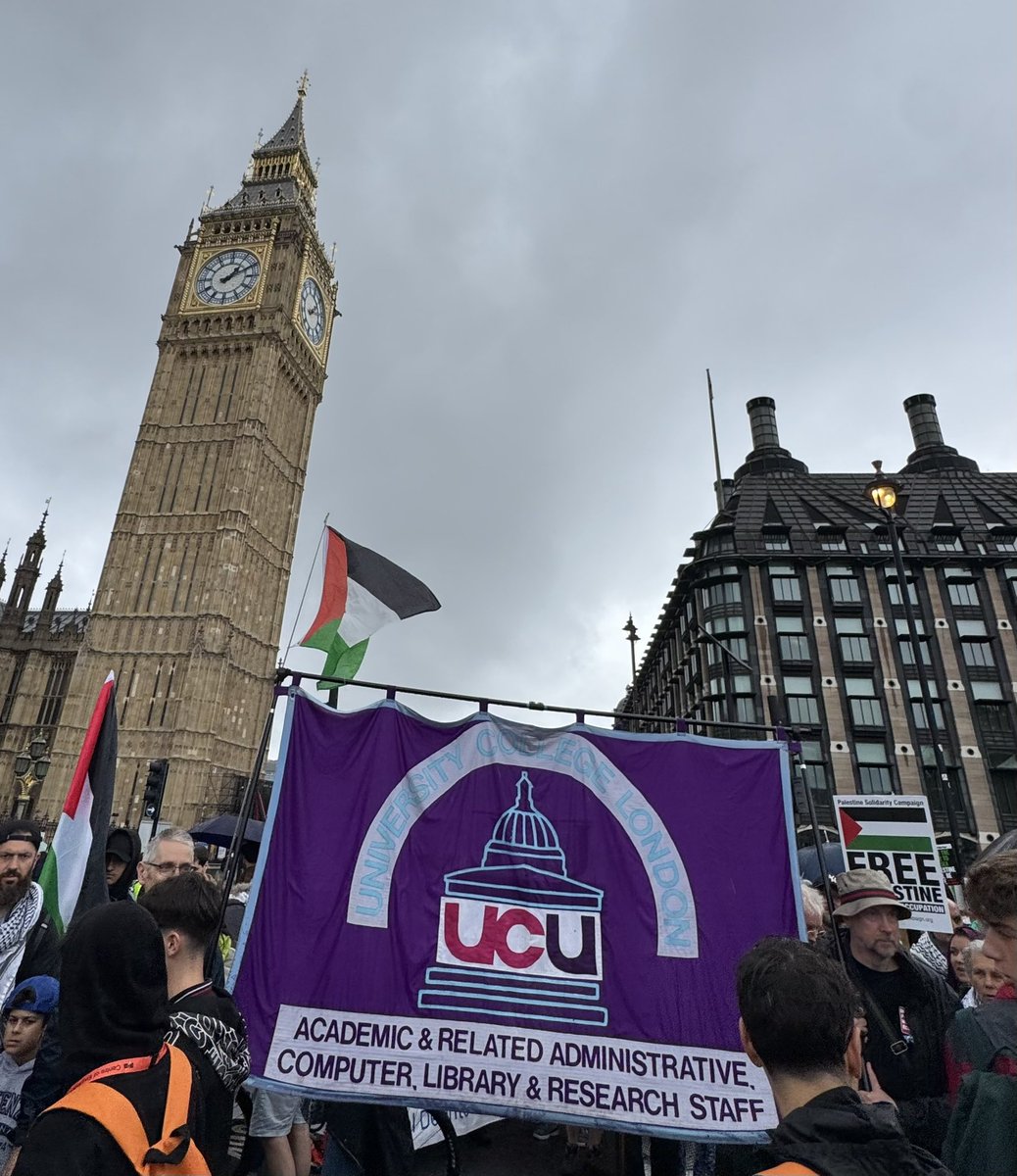 ucu's tweet image. The rain didn’t stop us. UCU joined tens of thousands in London today, marching in solidarity with Palestine and calling for an immediate ceasefire.
The message is clear: end the occupation. Free Palestine.
#FreePalestine #CeasefireNow #UCU