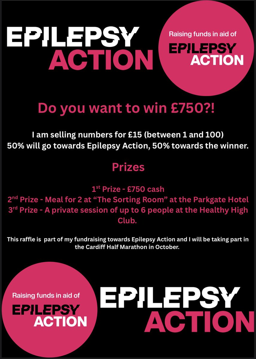 Anyone interested in entering the raffle I am doing to raise funds for <a href="/epilepsyaction/">Epilepsy Action</a> ?! Some great prizes up for grabs! Let’s get these tickets sold!