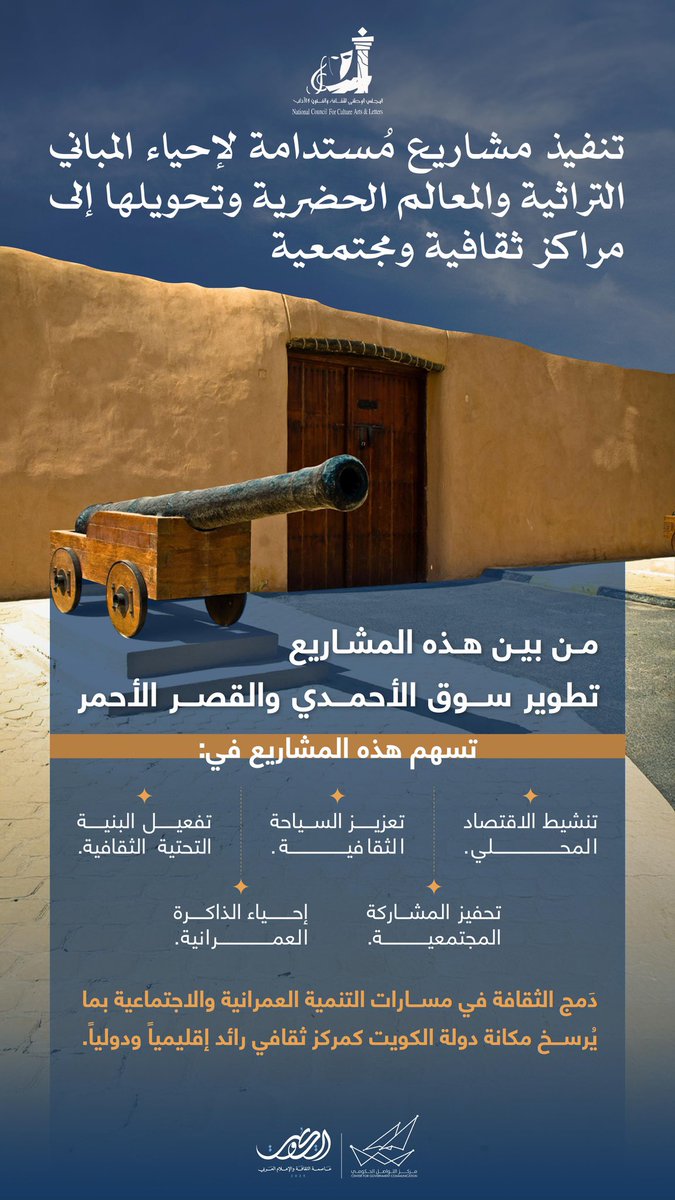 تنفيذ مشاريع مُستدامة لإحياء المباني التراثية والمعالم الحضرية وتحويلها إلى مراكز ثقافية ومجتمعية 

#CGCKuwait