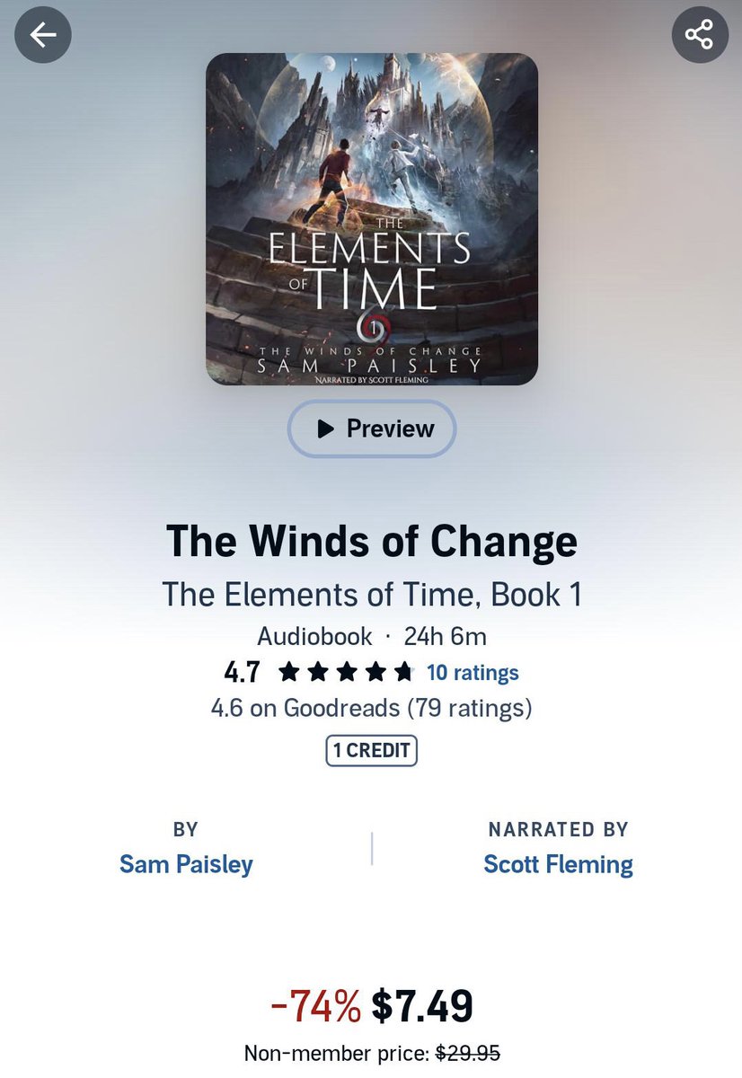 spaisleyauthor's tweet image. SALE ALERT!
Just in time for the two year anniversary, EOT is 74% OFF on audible!

That&apos;s a 25 hour audiobook for like 7 bucks!!!

(link in comments)
