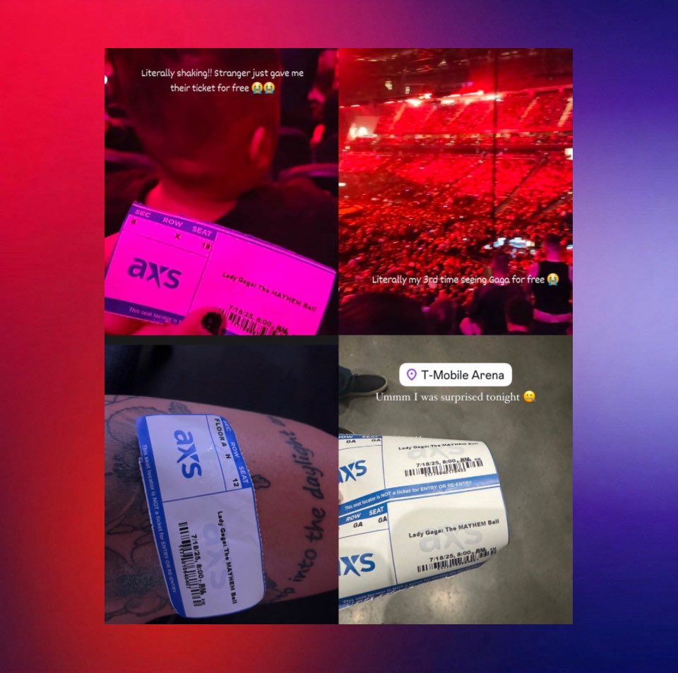 PopFusionHQ's tweet image. Free tickets were allegedly given out to several fans for Lady Gaga’s Mayhem Ball show in Las Vegas last night, attendees reported via social media.