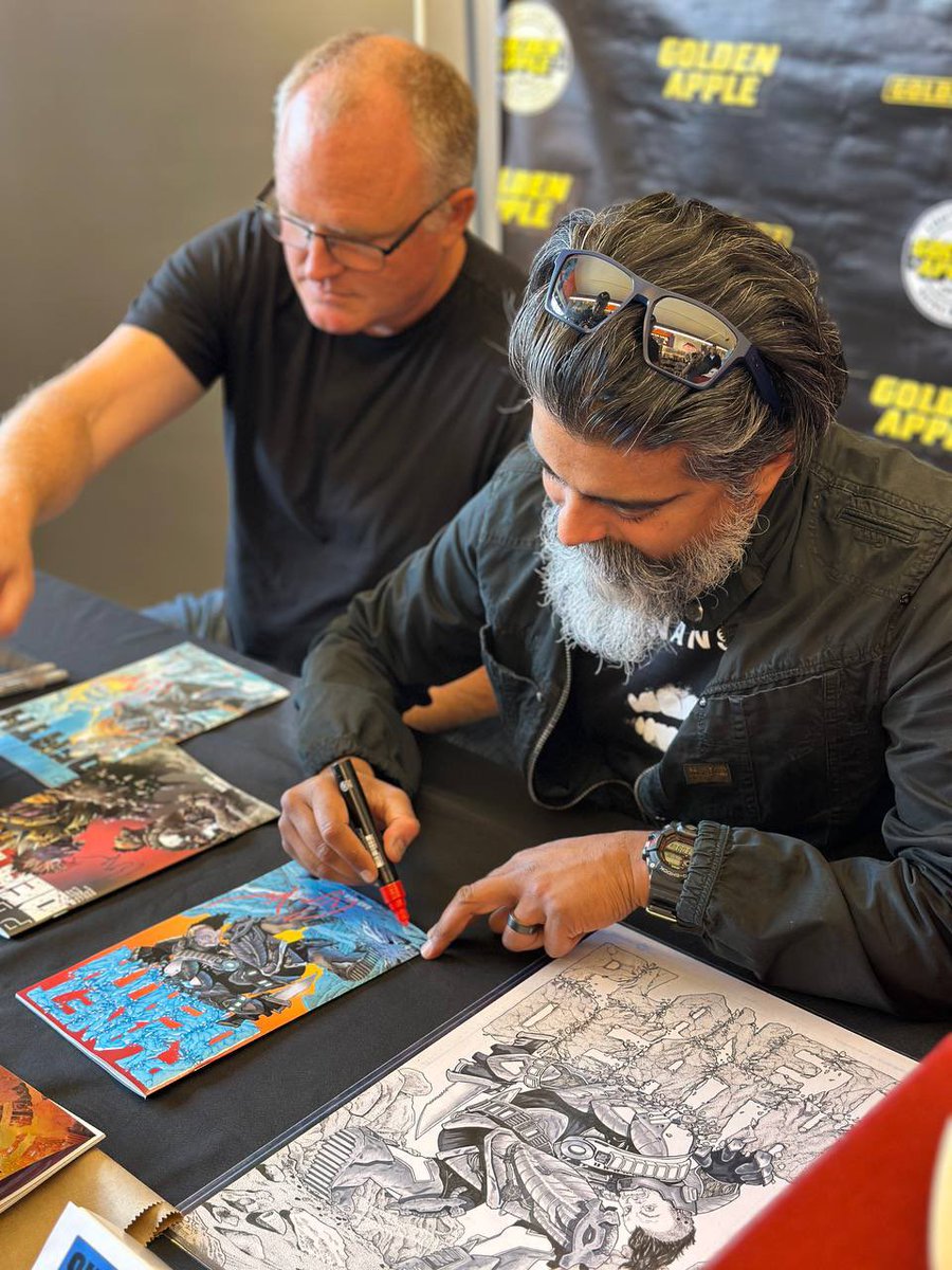 badideahello's tweet image. The PLANET DEATH Signing Tour has begun! Head over to @GAppleComics to get your copy of PLANET DEATH #1 signed by Derek Kolstad and Shahin Chandrasoma!