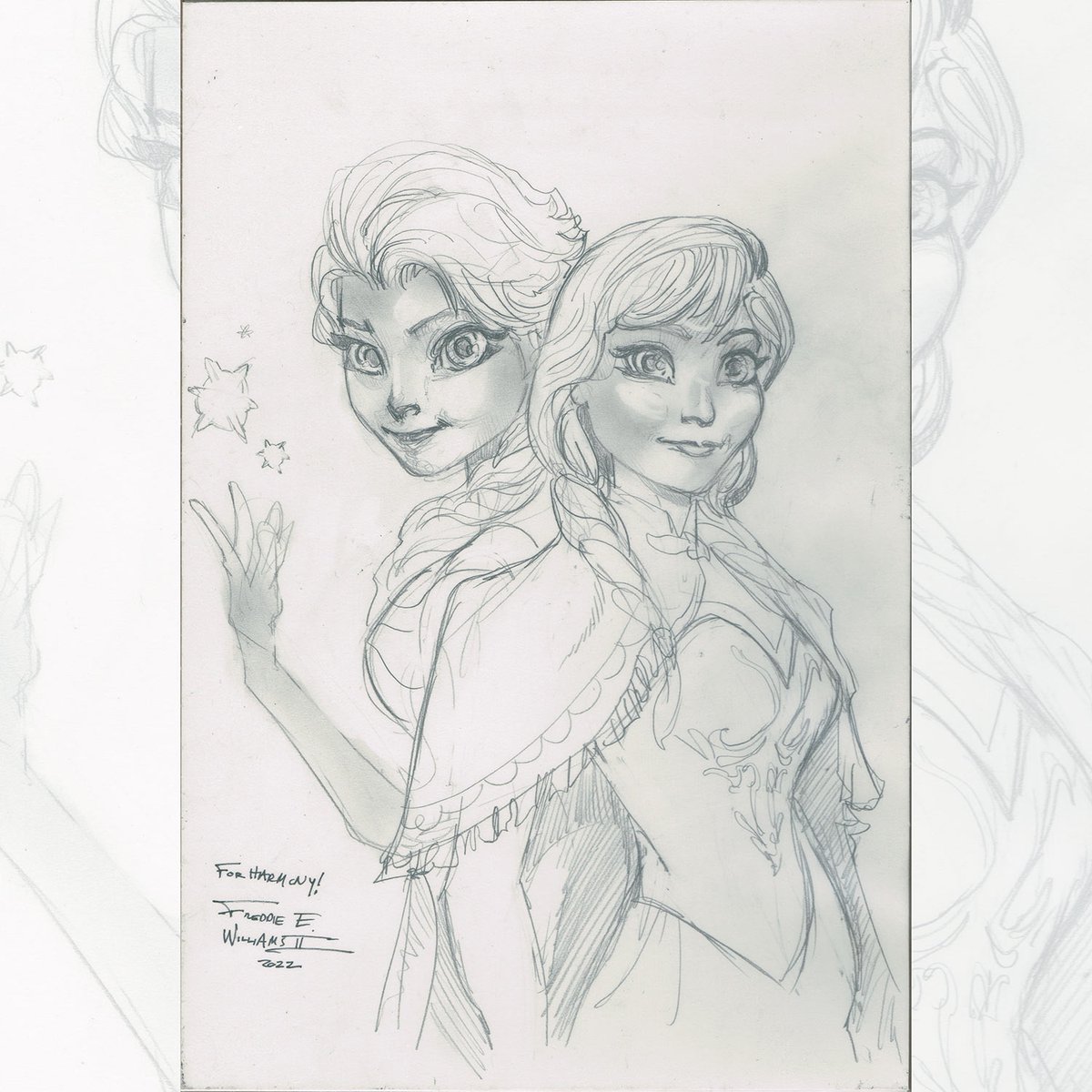 Freddieart's tweet image. Elsa and Anna from Frozen pencil sketch for a friends daughter. freddieart.com/product-catego…