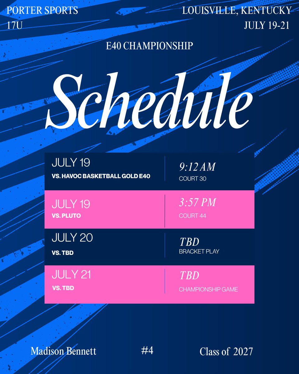 updated schedule!