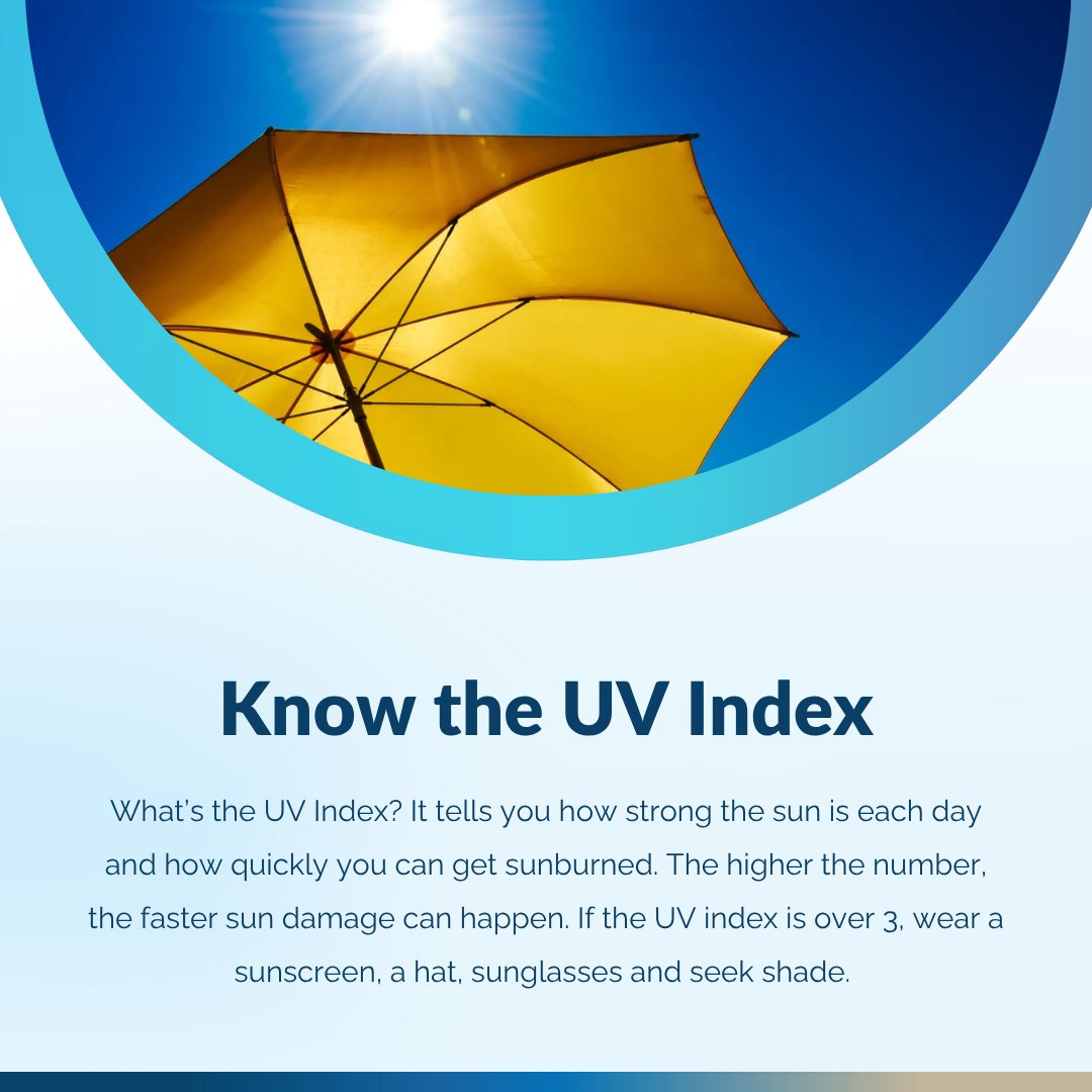 SaskCancer's tweet image. You can check the UV index on your weather app before going outside to protect your skin every day.

#SunSafety #BeSunSmart #SkinCancerAwareness