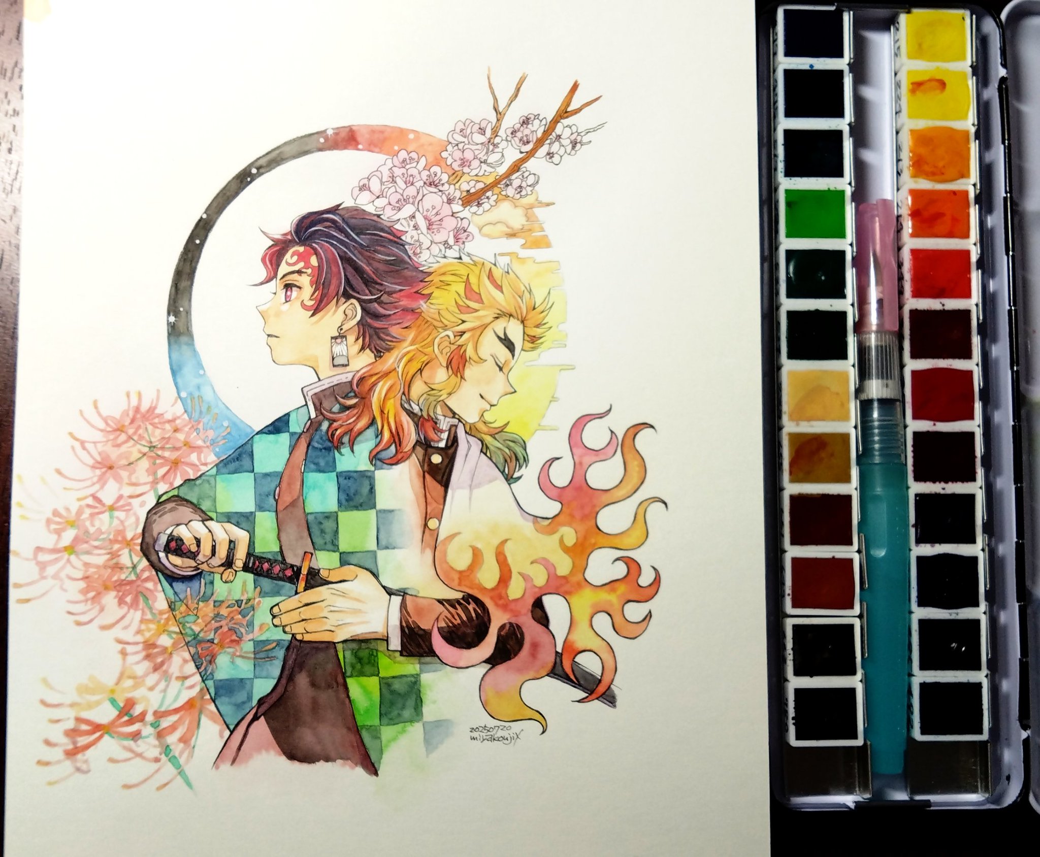アニメ聖地巡礼絵画⑤ 君の名は　水彩画＋塗り絵用2枚　額縁25㎝×34㎝　背景画 絢瀬 絵里 アクリルスタンド（大） Snow halation Ver. [ラブ