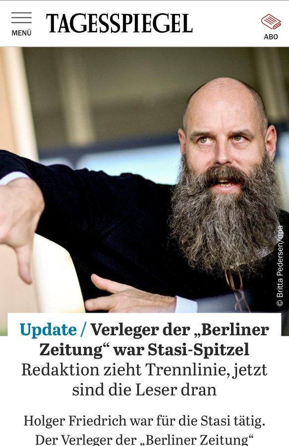 GrimbertPro's tweet image. Ein SED Bonze kauft einen runtergekommenen Verlag, pflegt seine russischen Kontakte, die ihn finanziell unterstützen.
Nun hat der DDR Stasi Spitzel Die "Berliner Zeitung" als nützliche Russenpropagandablatt mit BSW Einfärbung etabliert. Querdullies und Russentrolle gefällt das.
