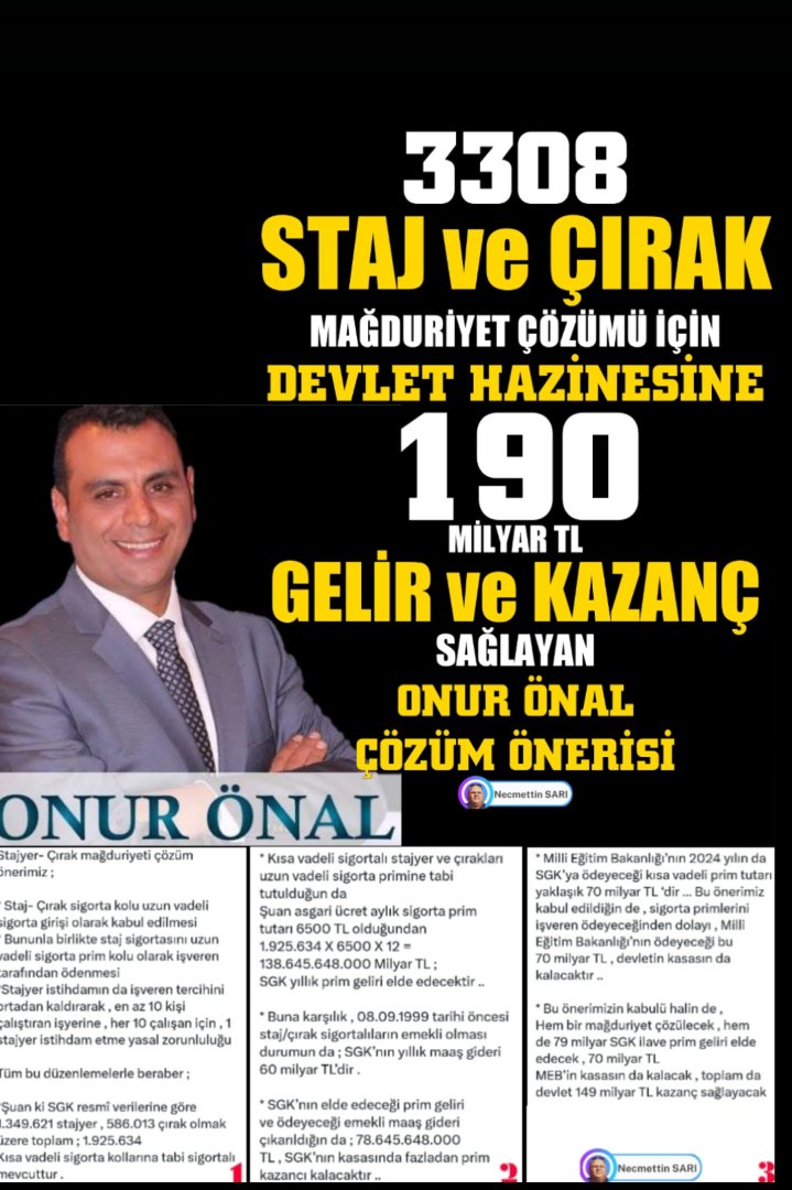 Çetin Çam (@ulak08082354) on Twitter photo Uygulanabilirliği%100 <a href="/Onuronal_/">Onur Önal</a> çözüm raporu ile hem mağduriyet sonlanacak hemde SGK kasasina 190 milyar gelir kazandıracak.
<a href="/RTErdogan/">Recep Tayyip Erdoğan</a>
<a href="/isikhanvedat/">Prof. Dr. Vedat Işıkhan</a>
<a href="/dbdevletbahceli/">Devlet Bahçeli</a>
Tam Sigorta Ertelenmeden
#StajÇıraklıkHakAlmadanÖlmesin Uygulanabilirliği%100 <a href="/Onuronal_/">Onur Önal</a> çözüm raporu ile hem mağduriyet sonlanacak hemde SGK kasasina 190 milyar gelir kazandıracak.
<a href="/RTErdogan/">Recep Tayyip Erdoğan</a>
<a href="/isikhanvedat/">Prof. Dr. Vedat Işıkhan</a>
<a href="/dbdevletbahceli/">Devlet Bahçeli</a>
Tam Sigorta Ertelenmeden
#StajÇıraklıkHakAlmadanÖlmesin