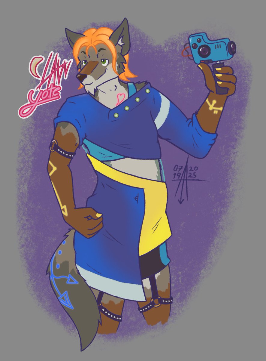 ArrowBandit's tweet photo. Joining @redhoodraccoon.bsky.social cyberpunk game and heading to Fur-Eh was the right combo to get me to draw. This my RockerBoy Winston (Stage Name: ClawYote). He’s basically fashion influencer… and def won’t become a pornstar https://t.co/tdfYaHYinI
