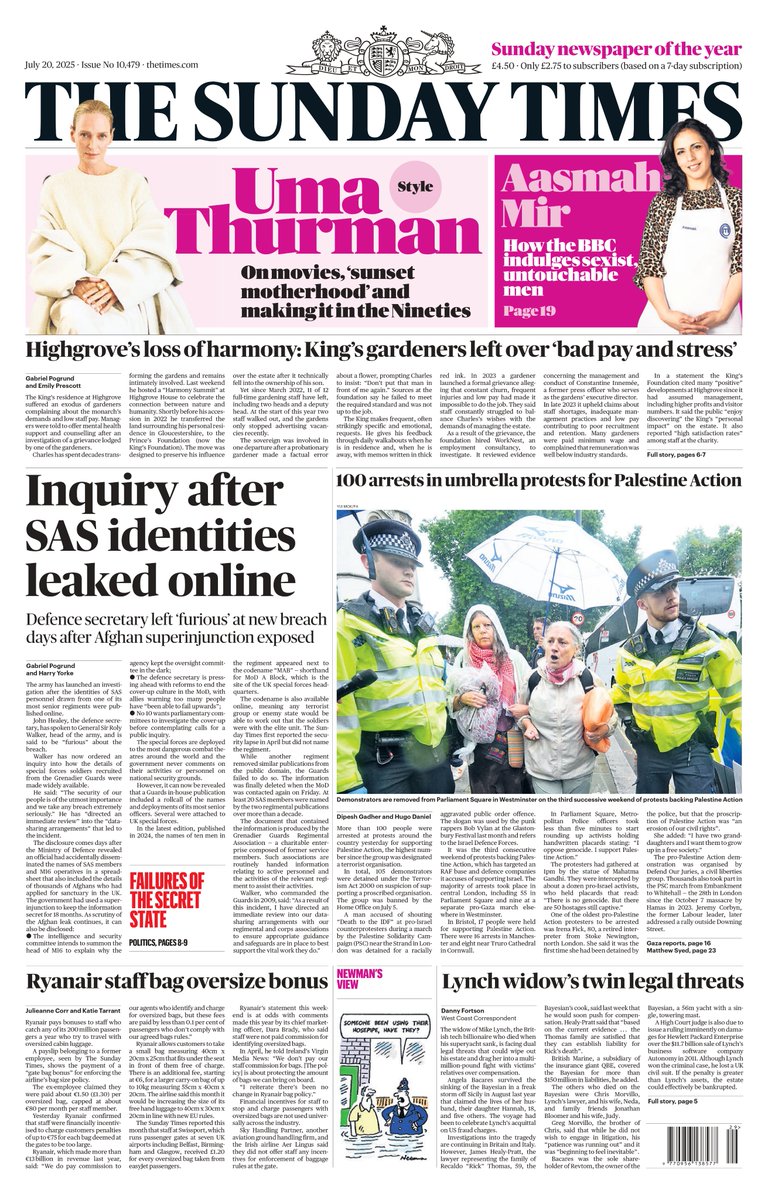 THE SUNDAY TIMES: Inquiry after SAS identities leaked online
#TomorrowsPapersToday