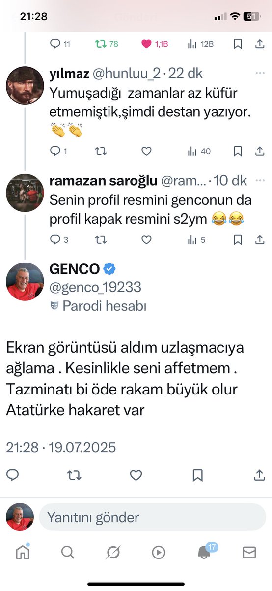 GENCO (@1923_genco) on Twitter photo Şu Atatürke küfür edene bi gereğini yapın arkadaşlar .
Ben zaten Avukatıma attım o icabına bakacak!
Uzlaşmacıya ağlasada affetmem ..
👇👇👇👇👇👇
<a href="/ramazanofli/">ramazan saroğlu</a> Şu Atatürke küfür edene bi gereğini yapın arkadaşlar .
Ben zaten Avukatıma attım o icabına bakacak!
Uzlaşmacıya ağlasada affetmem ..
👇👇👇👇👇👇
<a href="/ramazanofli/">ramazan saroğlu</a>