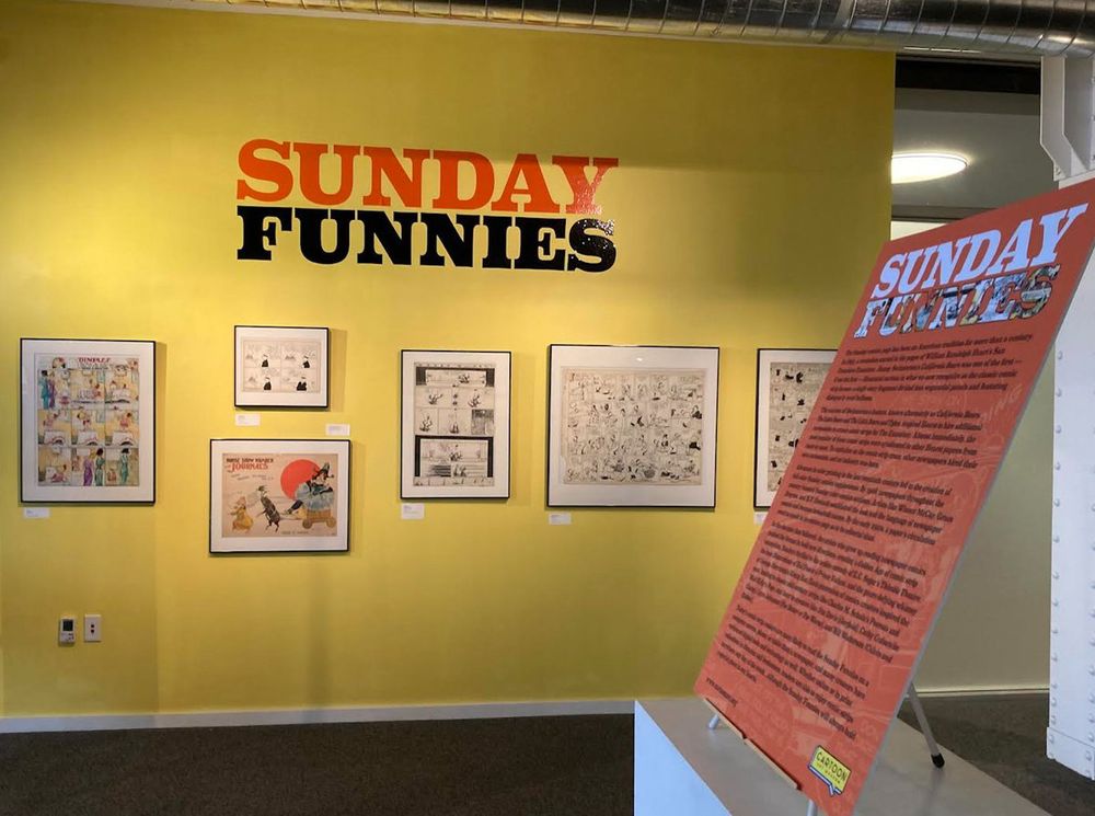 Spend some time hanging with Calvin and Hobbes, Nancy, Pogo, Garfield, Popeye, and other newspaper comics celebs appearing now in our exhibition 'Sunday Funnies' featuring original art from our collection. cartoonart.org/sunday-funnies #comics #comicstrips #artexhibition #artmuseum