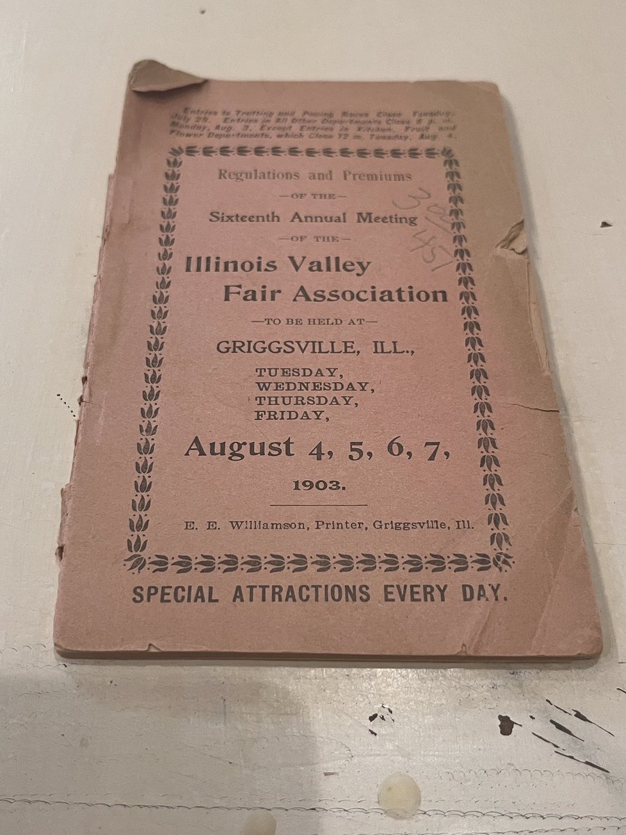 WesternILFair's tweet photo. 🎡 We received our 1903 Illinois Valley Fair tickets program! This booklet measures just 6.25” tall by 4” wide. Check out some photos from this delicate piece of our fair history. https://t.co/G87auOA0Go