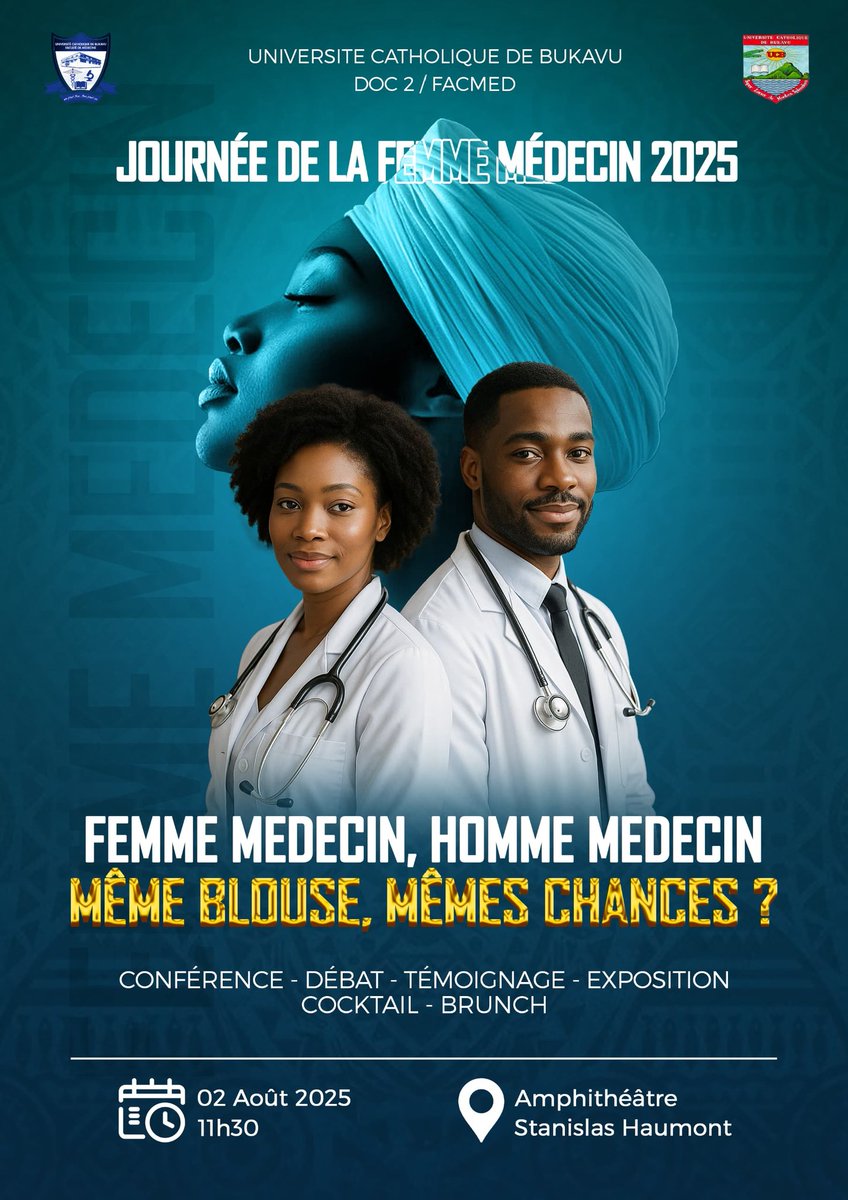 La Master 2 Médecine organise la Journée de la Femme Médecin 2025
En hommage à ttes les femmes qui œuvrent chaque jour dans nos hôpitaux.
Homme médecin, femme médecin : même blouse blanche, mêmes chances ?
Une question qui interpelle, une réalité à construire ensemble.
<a href="/ucbukavu/">UCB</a>