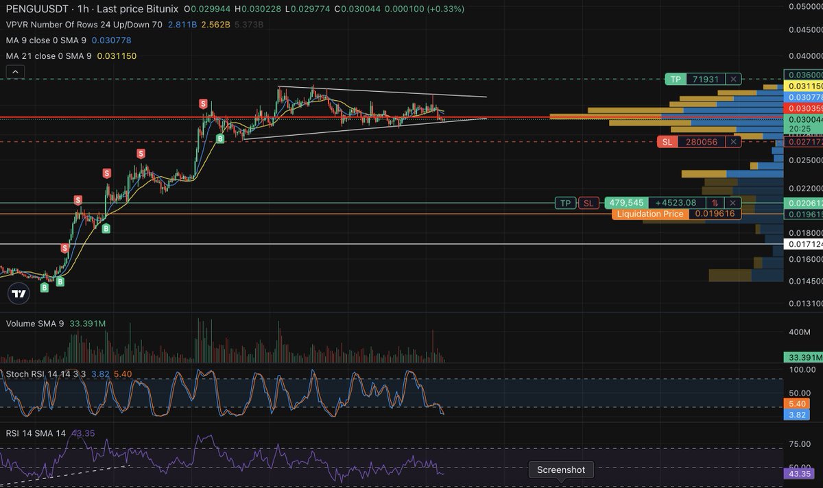 $PENGU has been the biggest surprise for me this cycle. If we break out to the upside this flightless bird is going to soar!  Sitting on house money now, profits secured so, bring on the gravy you pudgy little eagle 🦅