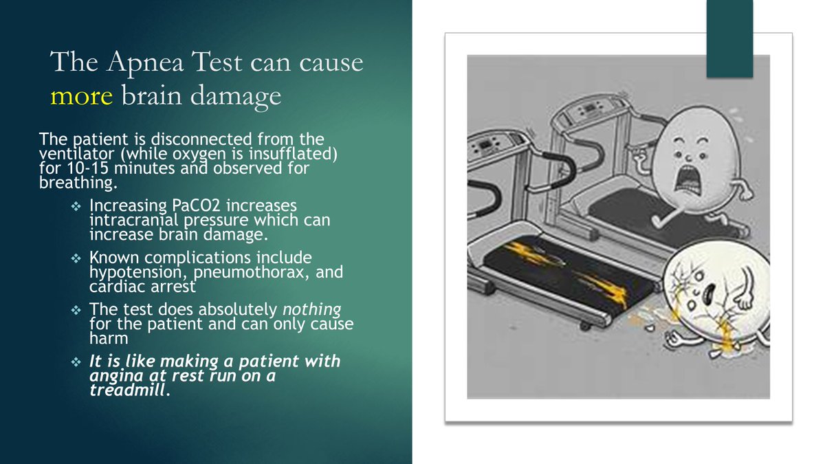 heidiklessigmd's tweet image. The APNEA TEST is one of the requirements for a diagnosis of brain death. The patient is disconnected from their ventilator for 10-15 minutes to see if they will breathe on their own.
But this test has never been verified, and people have gone on to breathe spontaneously after…