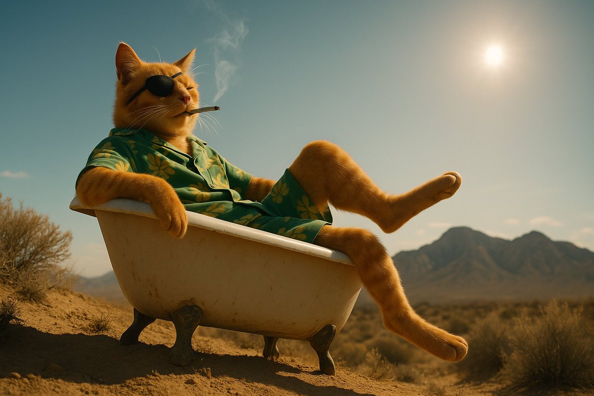 MeanOrangeCat's tweet image. Spending caturday in the desert 10/10 highly recommended