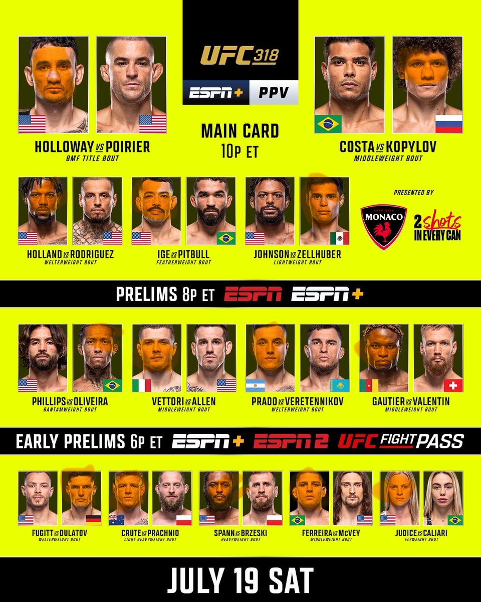 The MMA Outsiders (@mmaoutsidersetb) on Twitter photo The UFC heads to New Orleans tonight for #UFC318, headlined by the trilogy fight between <a href="/BlessedMMA/">Max Holloway</a> and the retiring <a href="/DustinPoirier/">The Diamond</a> for the <a href="/ufc/">UFC</a> “BMF” title.
Check out picks from <a href="/zainbando99/">Zain Bando ™️</a> and <a href="/balester555/">Anthony Balester</a> in blue and orange, respectively.
Current standings:
• ZB: The UFC heads to New Orleans tonight for #UFC318, headlined by the trilogy fight between <a href="/BlessedMMA/">Max Holloway</a> and the retiring <a href="/DustinPoirier/">The Diamond</a> for the <a href="/ufc/">UFC</a> “BMF” title.
Check out picks from <a href="/zainbando99/">Zain Bando ™️</a> and <a href="/balester555/">Anthony Balester</a> in blue and orange, respectively.
Current standings:
• ZB: