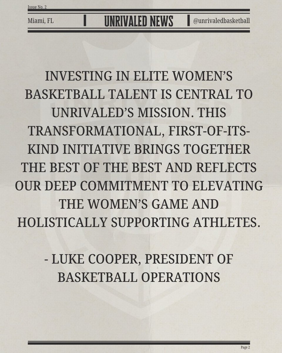 Unrivaledwbb's tweet image. Unrivaled presented by Samsung Galaxy just signed 14 of the top women’s college hoopers to game-changing NIL deals.
We’re kicking it off with The Future is Unrivaled Summit Presented by Samsung Galaxy in Miami at the end of July 🤩 Stay tuned for more 👀