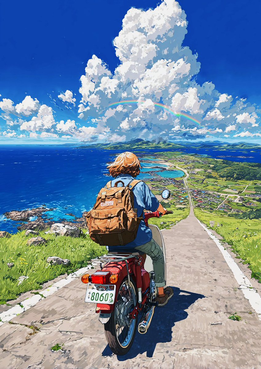 gufutokuku999's tweet image. 『原付女子風景』

虹の下を目指して
