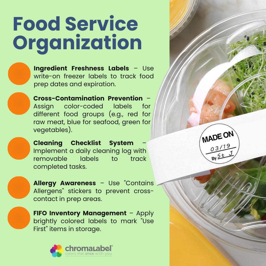 ChromaLabel's tweet image. When your labels work hard, your kitchen runs smoother.
Stay safe, sorted, and stress-free with ChromaLabel’s food-safe color-coded labels.

#OrganizedKitchen #LabelSmart #ChromaLabel #SafeStorageSolutions