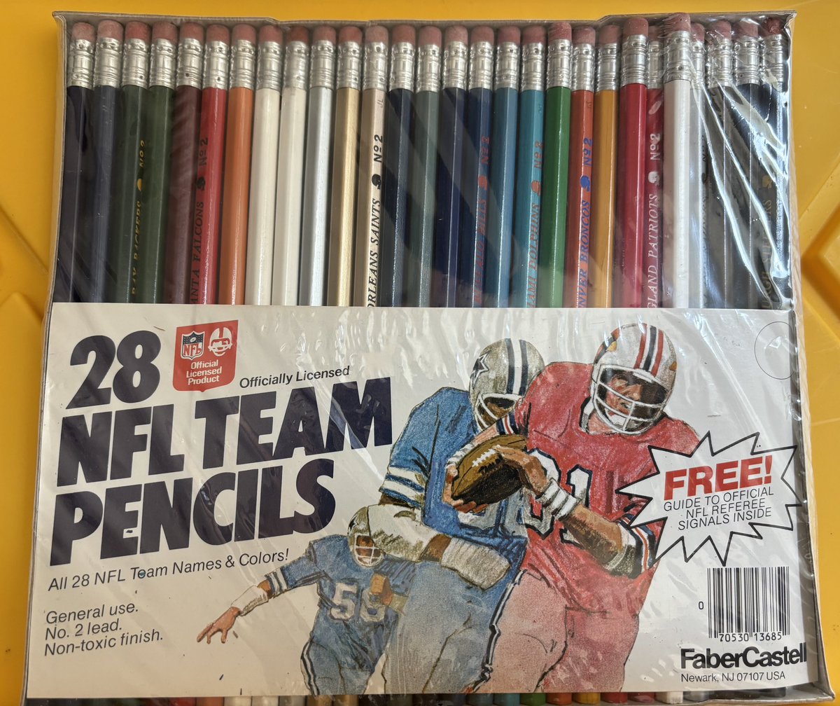 You open this bad boy, what’s the first NFL pencil you would sharpen and use? <a href="/Super70sSports/">Super 70s Sports</a> 
#NFL #Collectibles