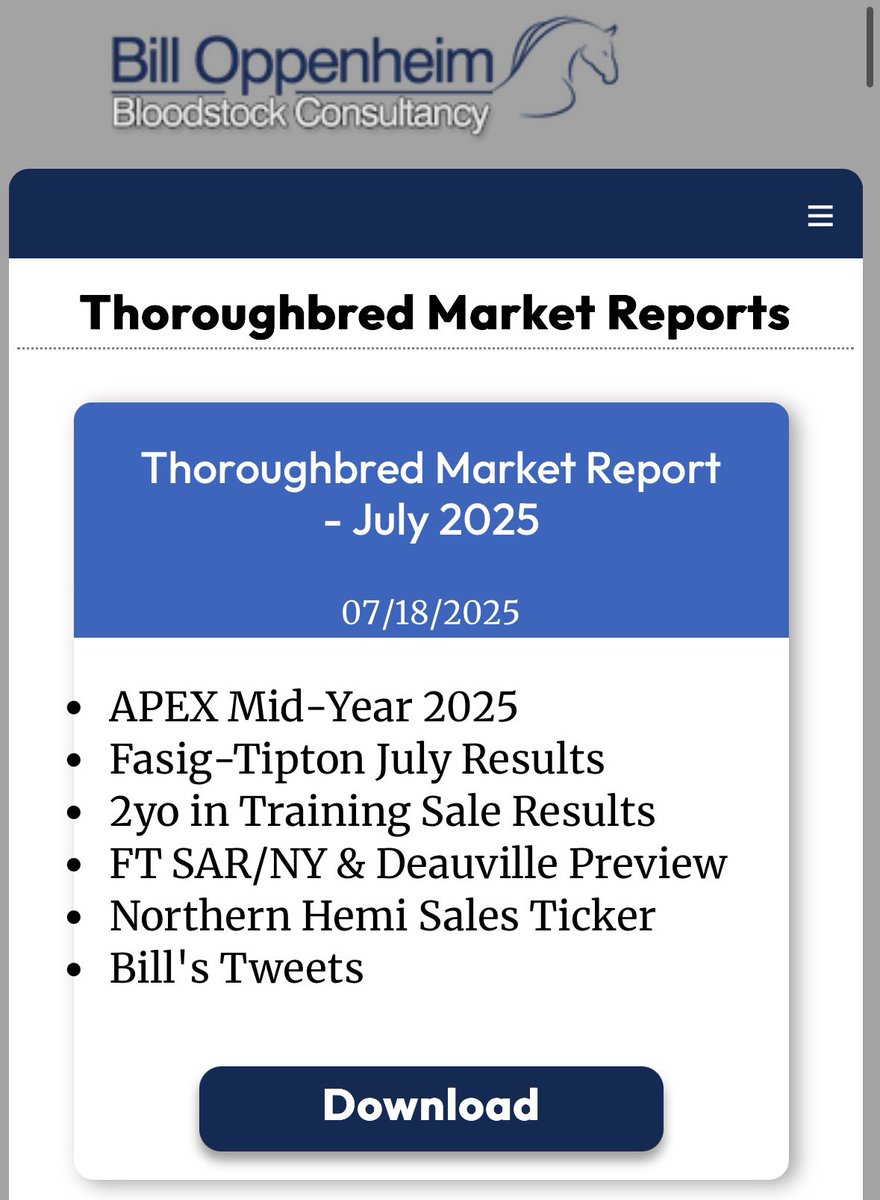ejplantain's tweet photo. The July Thoroughbred Market Report is now available- and it’s FREE! Take a look at our Mid-Year APEX Sire Ratings and coverage of major TB sales worldwide: https://t.co/84RRvI1QGh no ads, unbiased commentary- get the real story @billoppenheim https://t.co/1hbNQUeQGk