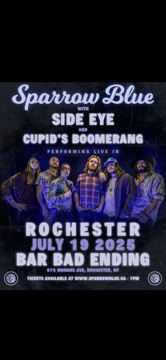 SparrowBlueBand's tweet image. We'll be in Rochester NY tonight at the Bar Bad Ending! Playing alongside Side Eye and Cupid's Boomerang!