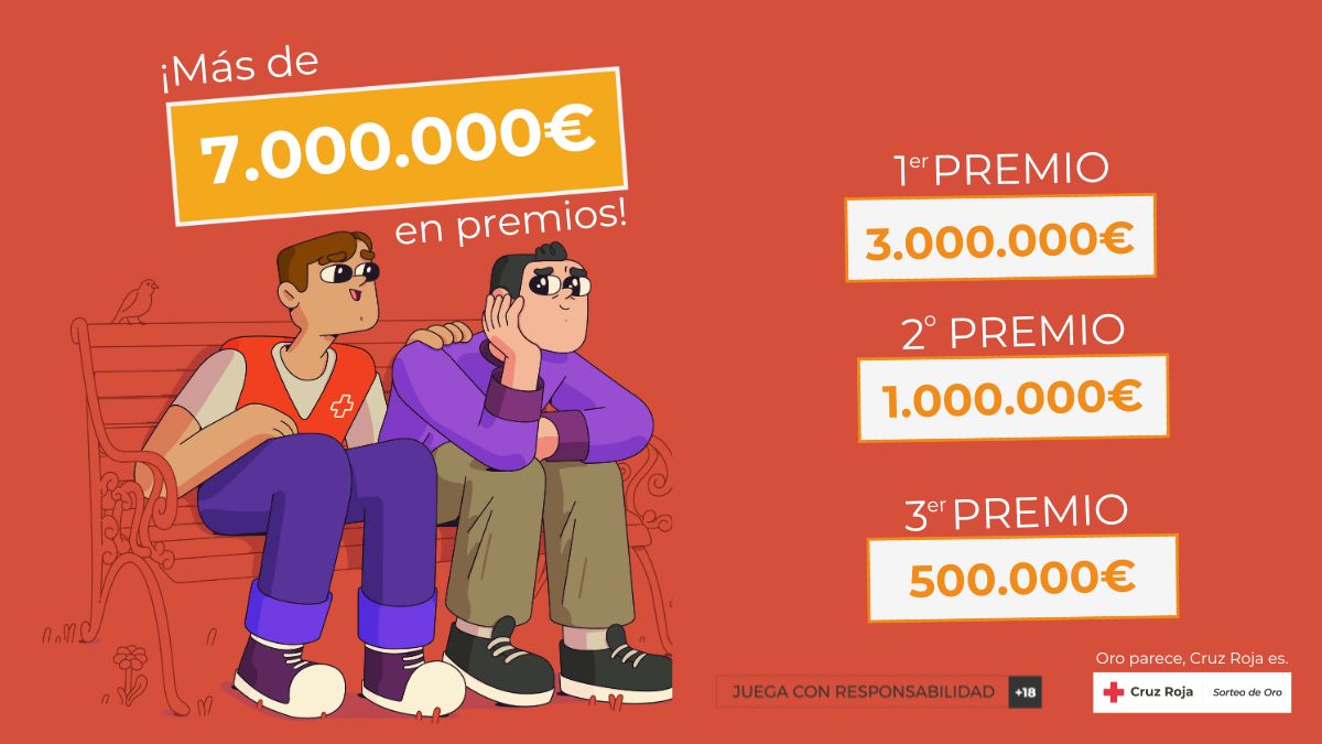 ¿Quieres saber si tu boleto está premiado el mismo día del sorteo? Pues deja tus datos aquí: cruzroja.es/sorteodeoro/ 
Puedes ganar hasta 3.000.000€ y además cambiar las vidas de las personas que más lo necesitan