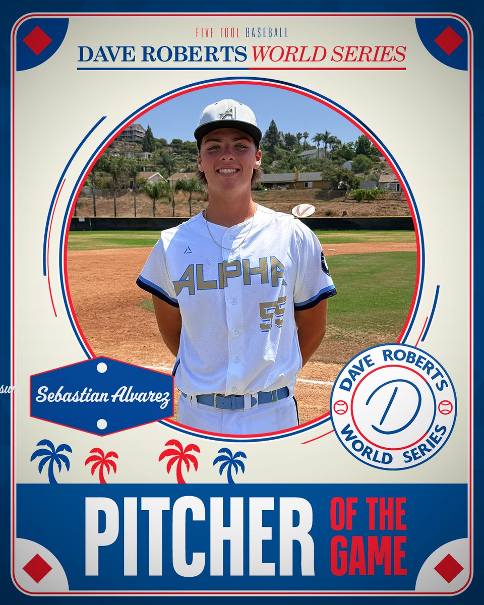 Five Tool California (@fivetoolca) on Twitter photo #DaveRobertsWS F: <a href="/Alpha_BSB/">Alpha Baseball</a> 2026 9, CCB Prime 17U 1
PoG: <a href="/ZachTchejeyan/">Zach Tchejeyan</a> 2-3, 2 2B, 3 RBI, R
Pitcher: <a href="/seb_alvarez07/">Sebastian Alvarez</a> 5 IP, 5K, 4H, ER #DaveRobertsWS F: <a href="/Alpha_BSB/">Alpha Baseball</a> 2026 9, CCB Prime 17U 1
PoG: <a href="/ZachTchejeyan/">Zach Tchejeyan</a> 2-3, 2 2B, 3 RBI, R
Pitcher: <a href="/seb_alvarez07/">Sebastian Alvarez</a> 5 IP, 5K, 4H, ER