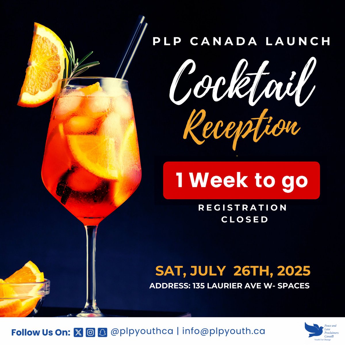 1 week to go🍸

We're officially counting down to the PLP Canada Launch!

The guest list is locked, registration is closed, and the stage is set.

Let the celebration begin.