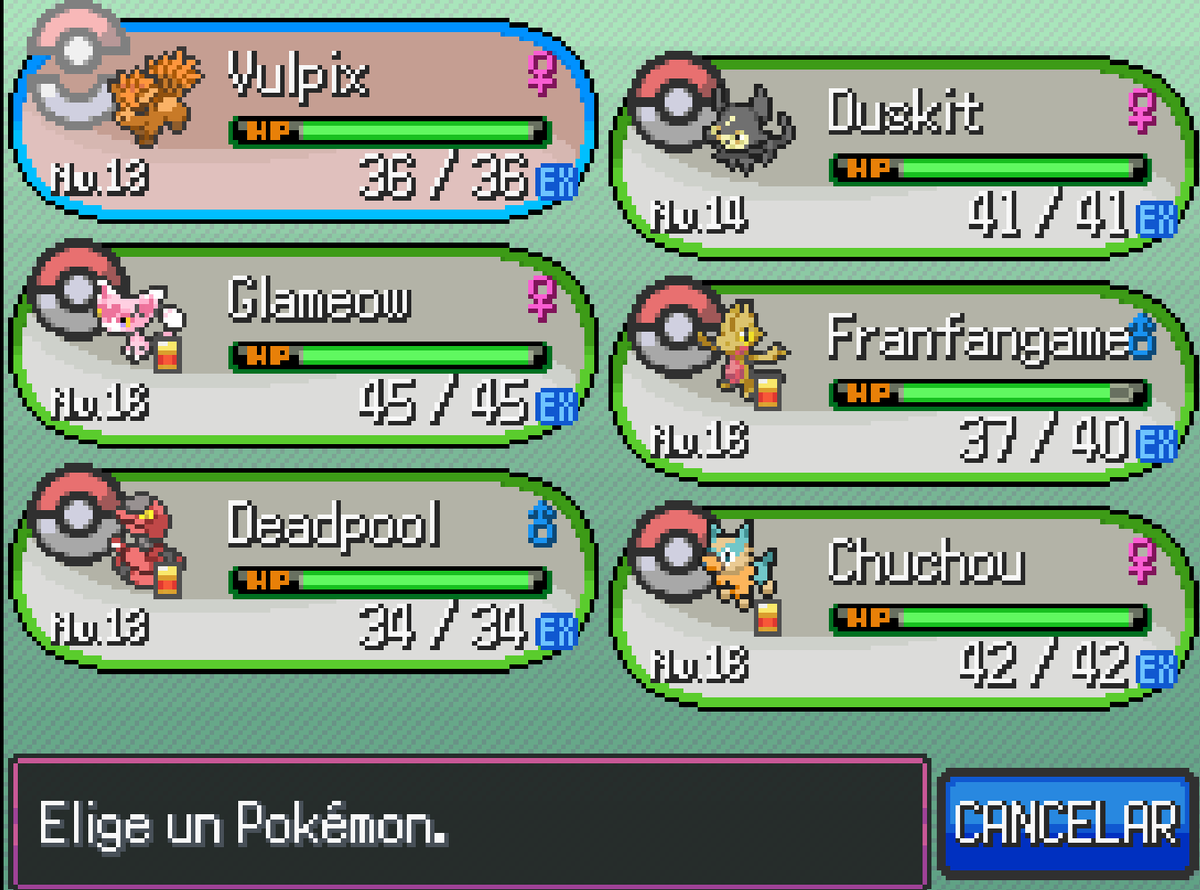 arroyo_tj's tweet photo. Me he terminado el rework de @PokemonBurntH y este es el equipo que me ha quedado. A ver si el señor creador de este juego y @GadirPokemon me afloja 50 euretes o algo por pasarme su juego. Por cierto, muy guay el tipo gato, me ha sorprendido, pero aquí es #teamperro . https://t.co/2ErnOg8Jg8
