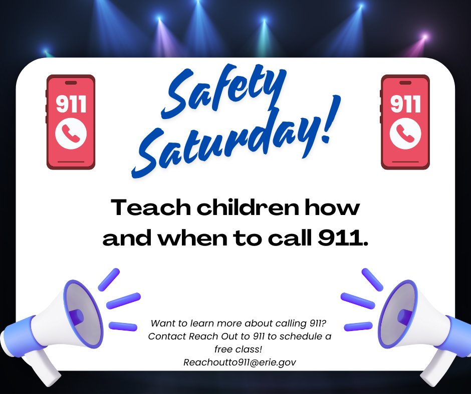 ErieCountyESU's tweet image. Safety Saturday:
Teach children the basics to dialing 911. It could save a life. #safetysaturday #learnhow #911 #BePrepared #EmergencyPrepraredness ☎️
www3.erie.gov/ems/reach-out-…