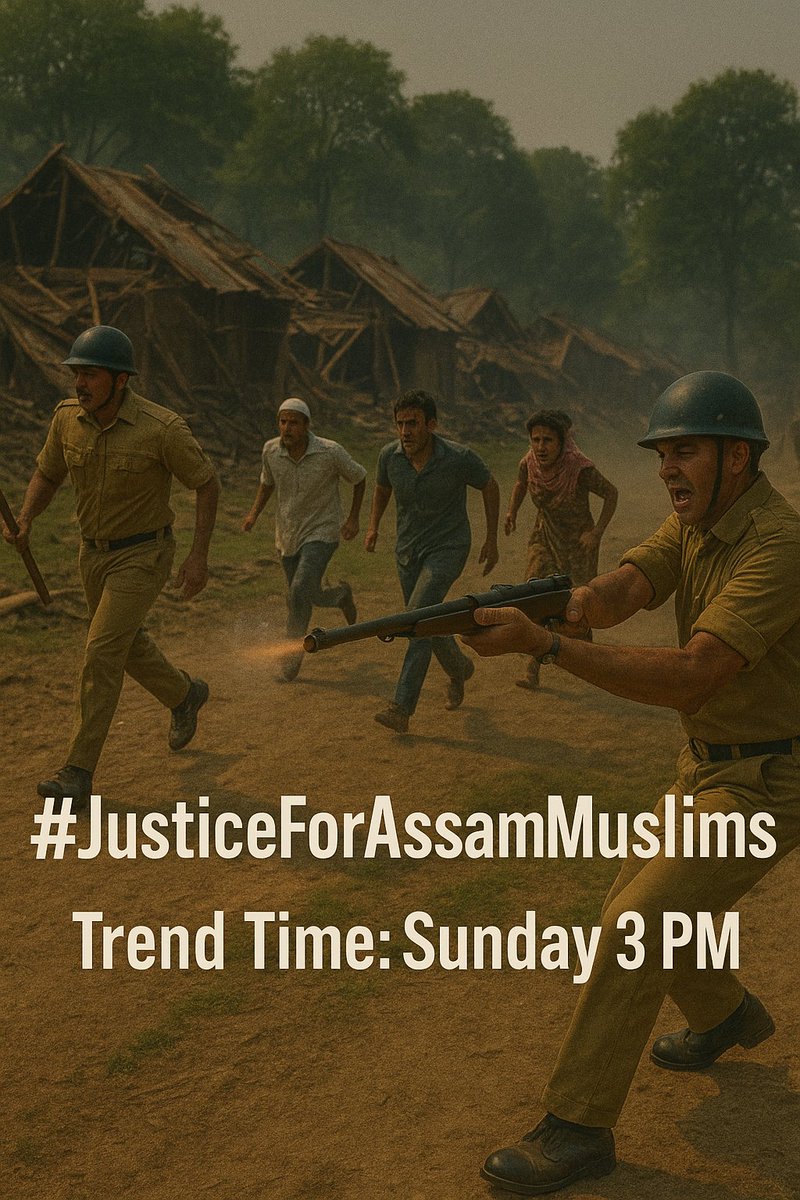 असम के अंदर पिछले कई महीनों से मुसलमानों के ख़िलाफ़ ज़ुल्म और नफरत बढ़ाई जा रही है, और दुनिया इस पर ख़ामोश है।

क्या मुसलमानों के ख़ून की क़ीमत नही है अगर है तो हमारे साथ आएं और आवाज़ उठाएं।

20 जुलाई दिन इतवार 3 बजे ट्विटर ट्रेंड में शामिल हो और लिखे 👉 #JusticeForAssamMuslims