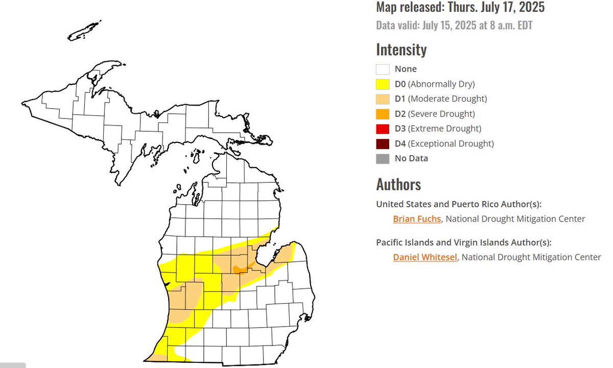 wmichwx's tweet image. Moderate drought area continued to expand over Kent, Ottawa and Allegan counties this past week with many areas not receiving meaningful rain.
#wmiwx #miwx @NWSGrandRapids