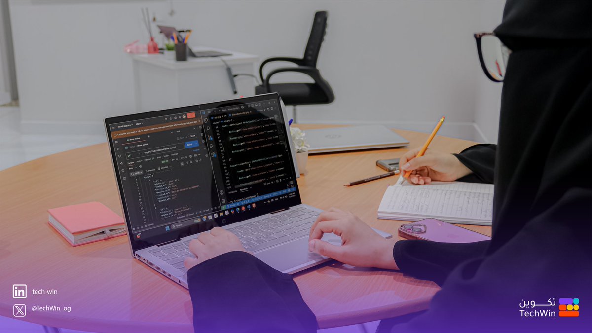 TechWin_og's tweet image. بانتصاف المسيرة…🛣️
لازلنا في رحلة الـ #تكــوين✨

لم نقف بشاطئ التعلم، بل غصنا في محيط التجربة
إذ رفع المتدربون بنيان مشاريعهم على السيرفرات
سبقناها بورشة عن ربط الفرونت بالباك
تلاها ورشة لأداة TablePlus

وكالعادة، اختُتِم الشهر بأيدٍ طموحة✍🏽
تستعرض ما حاكته من الأسطر البرمجية💻