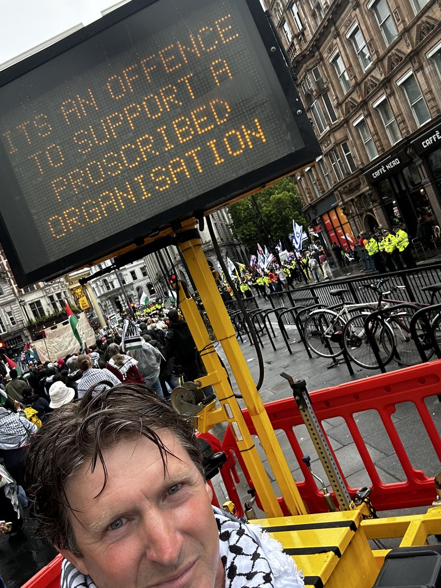 Maybe. But this would have been better directed at the genocidal, IDF supporting mob in the background of this photo, counter protesting today, who chose to play ‘Another One Bites the Dust’ over loud speakers, revelling obscenely in the daily deaths of Palestinians. 🤷🏻‍♂️