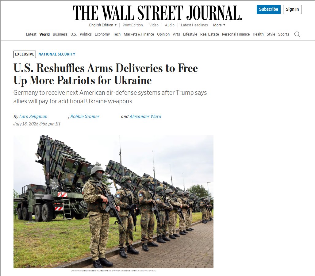 gglabadze's tweet image. The Trump Administration adjusts the Patriot supply system to expedite delivery to Ukraine. The Swiss Federal Department of Defence confirms the DoD will prioritize Patriot deliveries to support Ukraine, meaning they'll receive production later than planned.