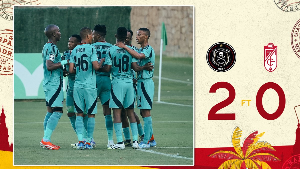 orlandopirates's tweet image. ☠️ FT | @orlandopirates 2 - 0 @GranadaCF
🥅 Maswanganyi 81', Mofokeng 90'
⚫⚪🔴⭐
#MatchDay
#OrlandoPirates
#OnceAlways