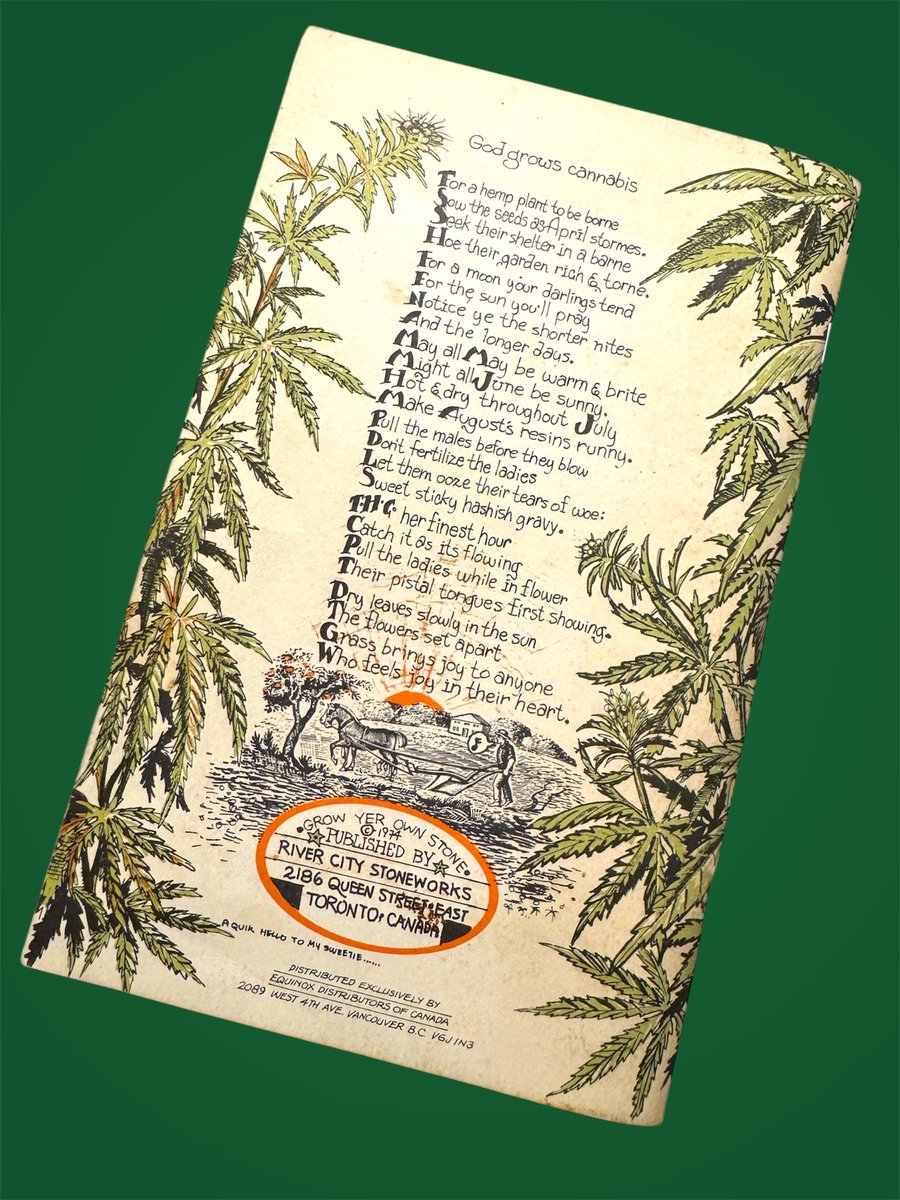 Published in 1974 by River City Stoneworks in Canada. For educational purposes only…
#marijuana, #Counterculture, 
#Hippies #Howto