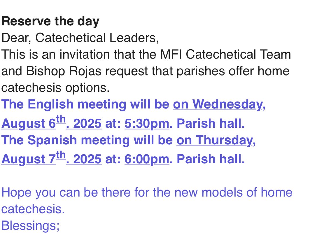 RichRaho's tweet image. NEW: In email to San Bernardino marked “Urgent Meetings/Juntas Urgentes” on heels of dispensation of obligation to attend Sunday Mass amid ICE raids, Bishop Rojas to offer “home catechesis options” as well; meetings already scheduled for Fall Religious Ed season.
