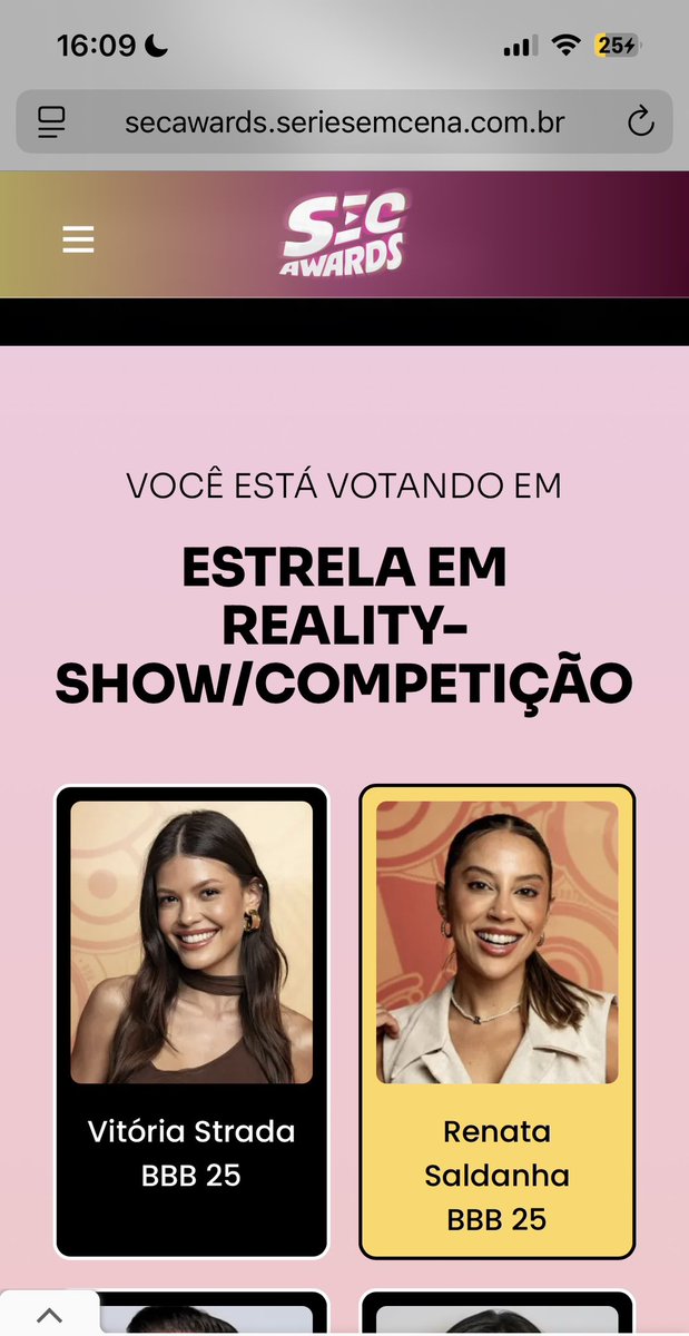 <a href="/herminhou/">herminho</a> Vamoooo
#RenataSaldanha #EstrelaEmRealityShowCompeticao #CrushDoAno #SECAwards