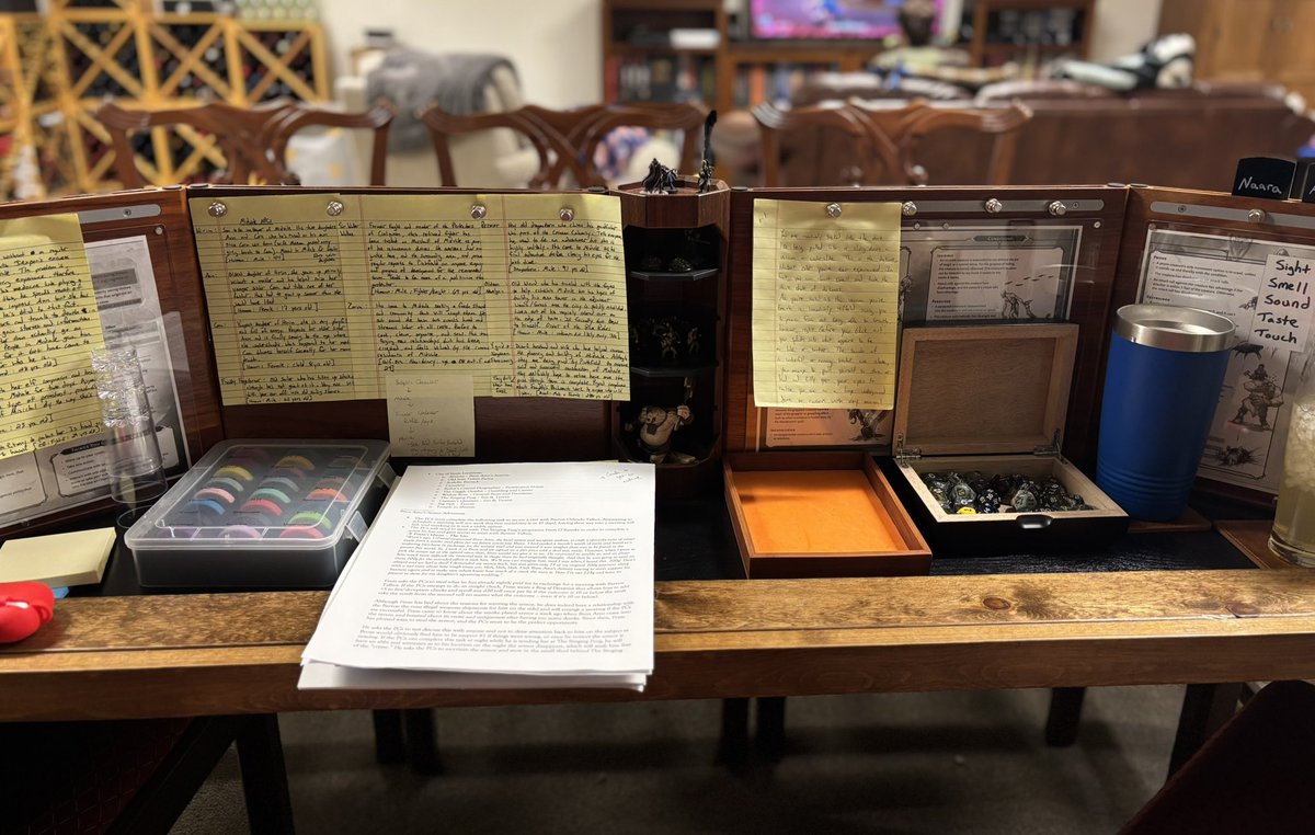 mastersofmb's tweet photo. Preparing for my Saturday afternoon dnd game. Here’s to another great day of imagination!
#rpg #ttrpg #dnd #dnd5e #dungeonsanddragons #5e #d20 #daggerheart #dungeonmaster #gamemaster #rpgnetwork #mastersofmakebelieve  #tablefortwo #dungeonmagazine #wotc #dice #games #criticalrole https://t.co/RIaEuerrGx